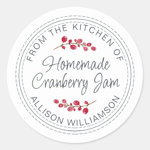 Christmas Homemade Cranberry Jam  Classic Round Sticker