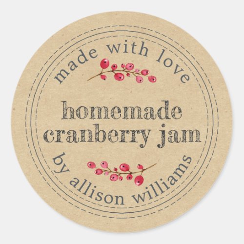 Christmas Homemade Cranberry Jam Classic Round Sticker