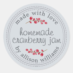 Christmas Homemade Cranberry Jam Pastel Blue Classic Round Sticker