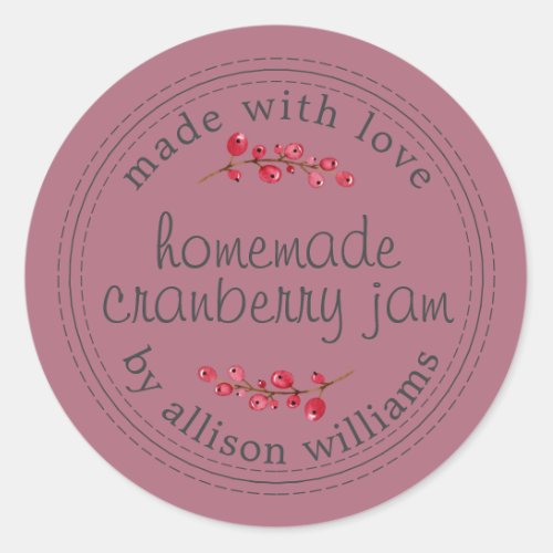 Christmas Homemade Cranberry Jam Purple Classic Round Sticker