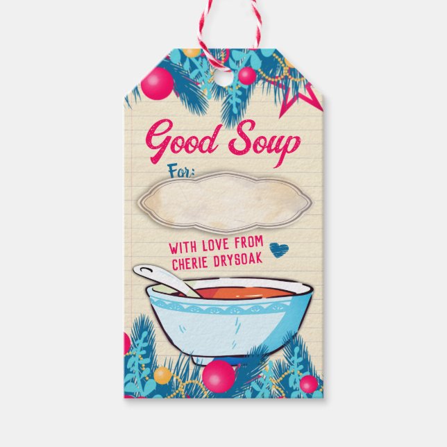 Christmas homemade soup a jar gift tag recipe (Front)