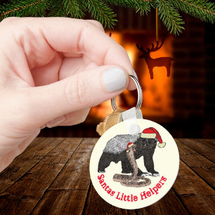 Christmas Honey Badger and Snake Funny Quote Keychain