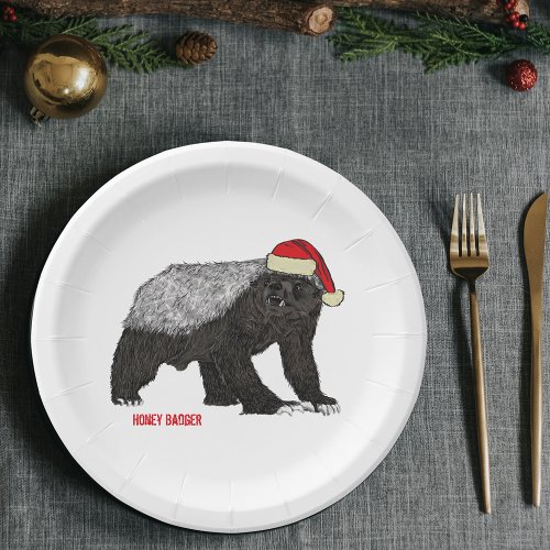 Christmas Honey Badger Paper Plates