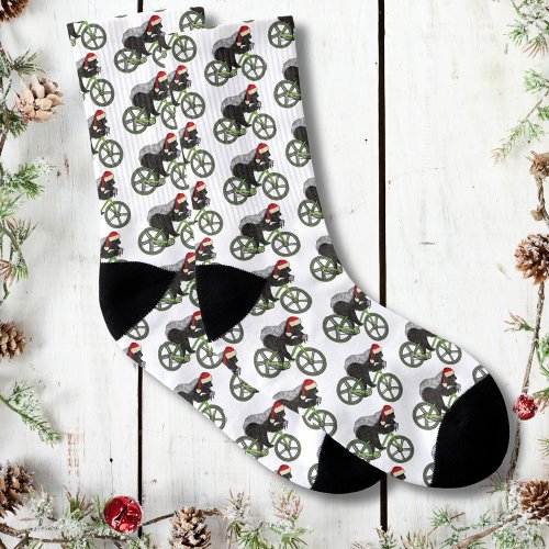 Christmas Honey Badger riding a bicycle Socks