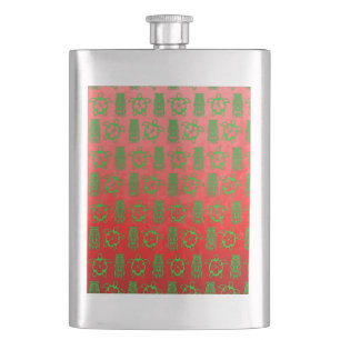 Christmas Honu And Tiki Flask