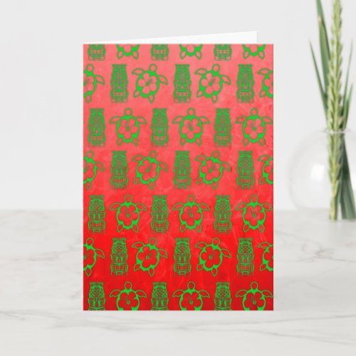 Christmas Honu And Tiki Holiday Card
