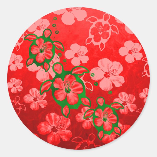 Christmas Honu Turtles Classic Round Sticker (Front)