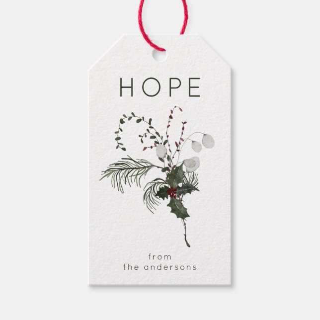 Christmas Hope Rustic Greenery Gift Tags (Front)