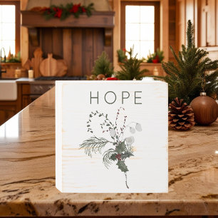 Christmas Hope Rustic Greenery Wooden Box Sign