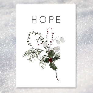 Christmas Hope Rustic Minimal Holly Greenery Holiday Card