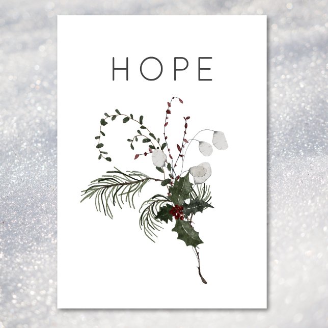 Christmas Hope Rustic Minimal Holly Greenery Holiday Card (Christmas Hope Rustic Minimal Holly Greenery Holiday Card)