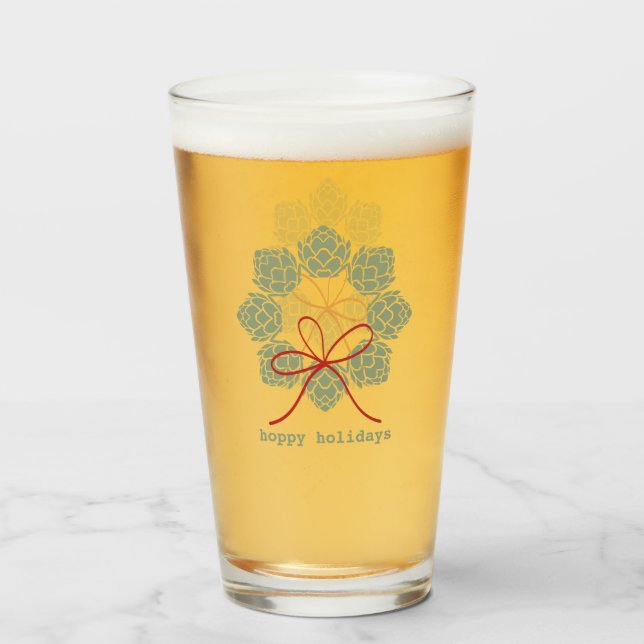Christmas Hoppy Holidays Beer Glass  (Front Filled)