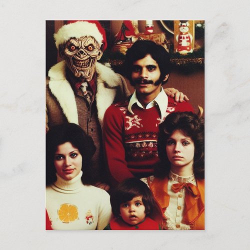 Christmas Horror Retro Family Portrait Postcard