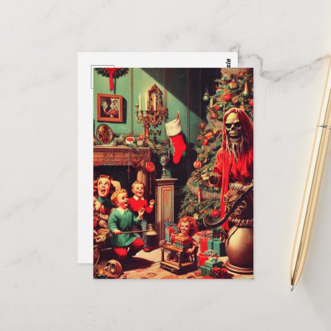 Christmas Horror Scene Postcard (Front/Back In Situ)