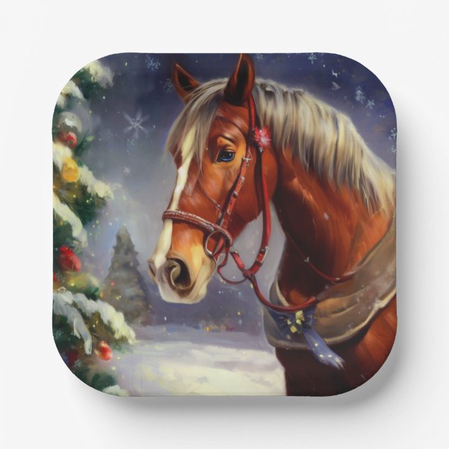 Christmas Horse 1 Paper Plates (Front)