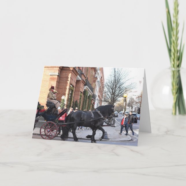 Christmas Horse and Carriage Sloane Square London Card (Front)