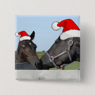 Christmas Horse and Pony Pinback Button