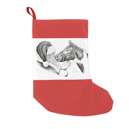 Christmas Horse and Santa Claus Small Christmas Stocking