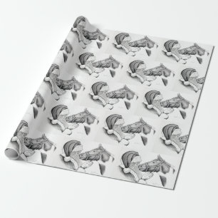 Christmas Horse and Santa Claus Wrapping Paper