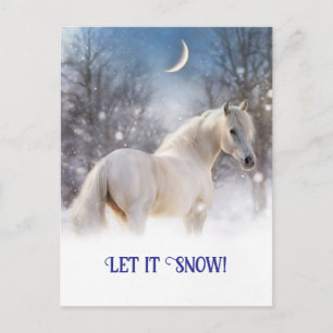 Christmas Horse and Snow Holiday Postcard