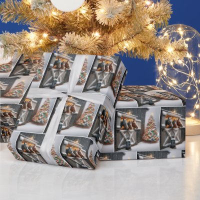 Christmas Horse Barn With Tree Wrapping Paper
