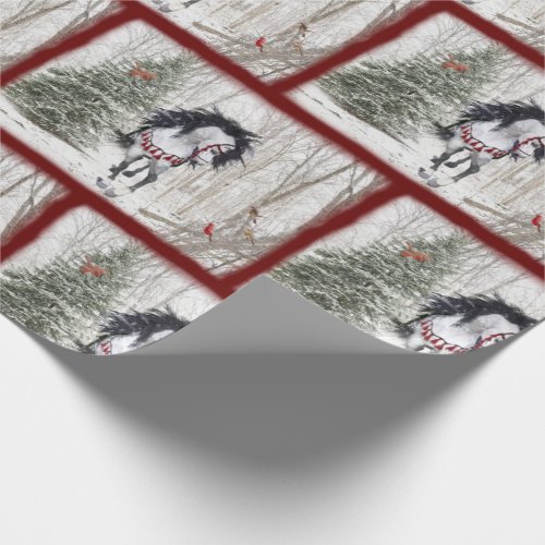 Christmas Horse  Cardinals Wrapping Paper