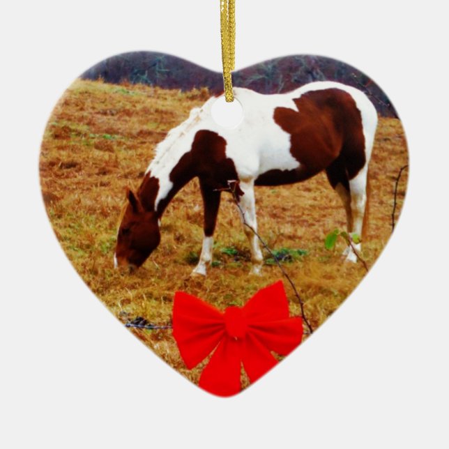 Christmas Horse Ceramic Ornament (Front)