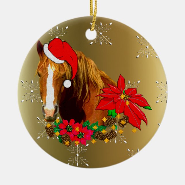 Christmas Horse Ceramic Ornament (Front)