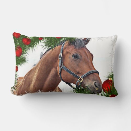 Christmas Horse Cute Pony Equestrian Equine Lumbar Pillow