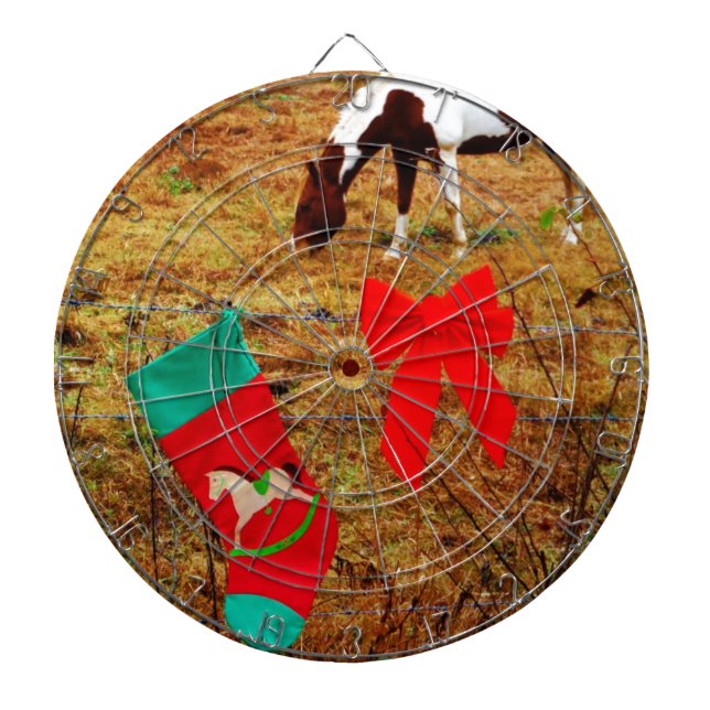 Christmas Horse Dartboard With Darts (Front)