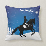 Christmas Horse Dressage Winter Throw Pillow