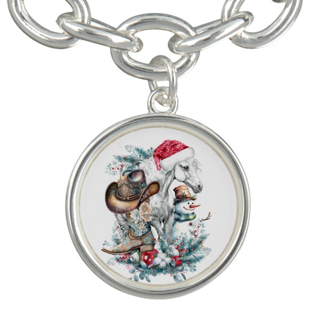 Christmas horse in Santa hat cowgirl cowboy boots  Bracelet (Design)