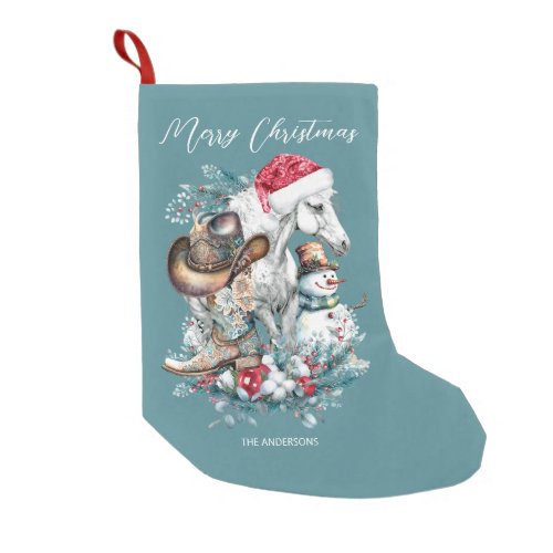 Christmas horse in Santa hat cowgirl cowboy boots  Small Christmas Stocking