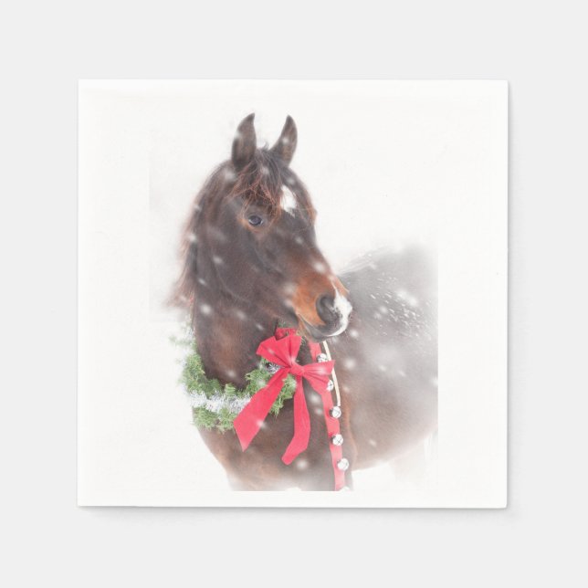 Christmas Horse in Snow Paper Napkins (Front)