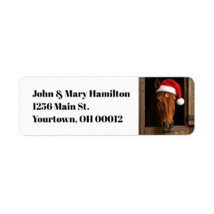 Christmas Horse In Stable Window Label