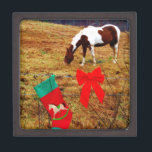 Christmas Horse Jewelry Box<br><div class="desc">Christmas Horse Photo by Sandy Closs "Kissing under the mistletoe" , " Christmas Horse ",  Mistletoe ,  "funny horse""horse at christmas""christmas horse", christmas, ,  xmas horse,  horses</div>