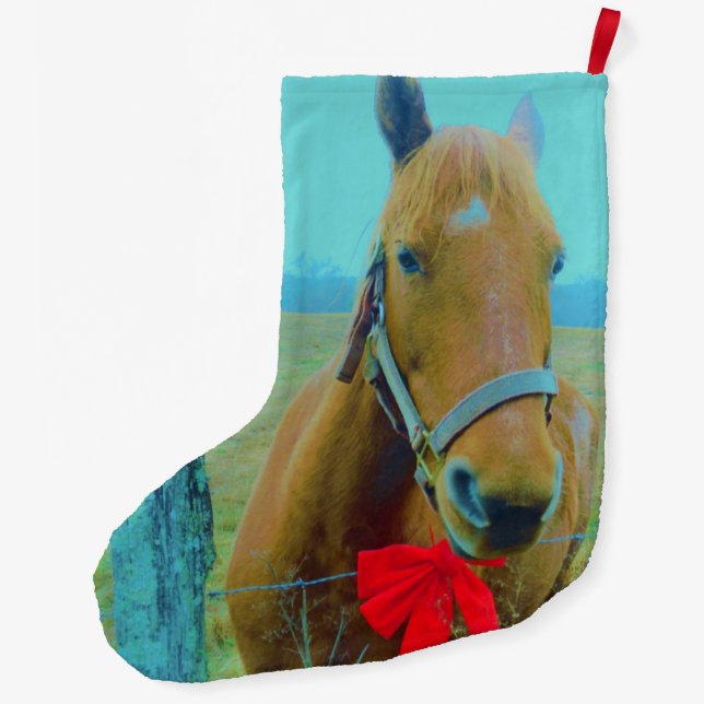 Christmas Horse Large Christmas Stocking (Back)