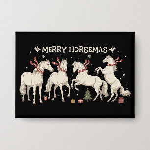 Christmas Horse Lover Merry Horsemas Farmer Farm  Button