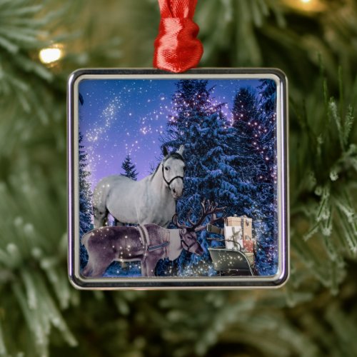 Christmas Horse Magic Metal Ornament