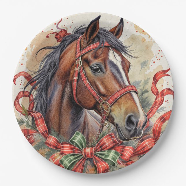 Christmas Horse Paper Plates (Front)