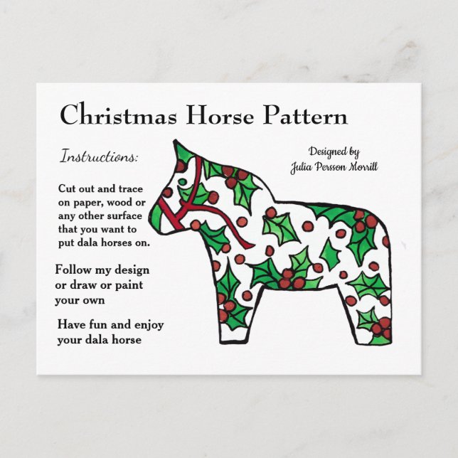 Christmas Horse Pattern to Share Holiday Postcard (Front)