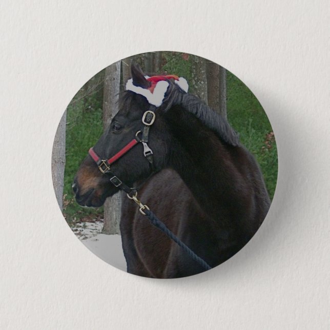 christmas horse photo button (Front)