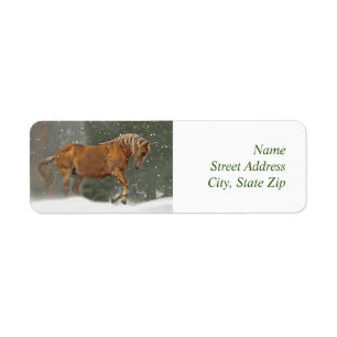 Christmas Horse Return Labels with Snow