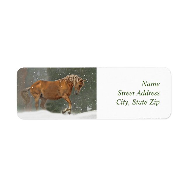 Christmas Horse Return Labels with Snow (Front)