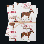 Christmas Horse Santa Hat Xmas Lights  Wrapping Paper Sheets<br><div class="desc">A cute illustration of a Christmas horse wearing a Santa hat and Xmas lights! Perfect for anyone who loves funny Christmas theme barn animal illustrations and farm animals etc. Ideal Christmas decor and gifts.</div>