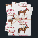Christmas Horse Santa Hat Xmas Lights  Wrapping Paper Sheets<br><div class="desc">A cute illustration of a Christmas horse wearing a Santa hat and Xmas lights! Perfect for anyone who loves funny Christmas theme barn animal illustrations and farm animals etc. Ideal Christmas decor and gifts.</div>