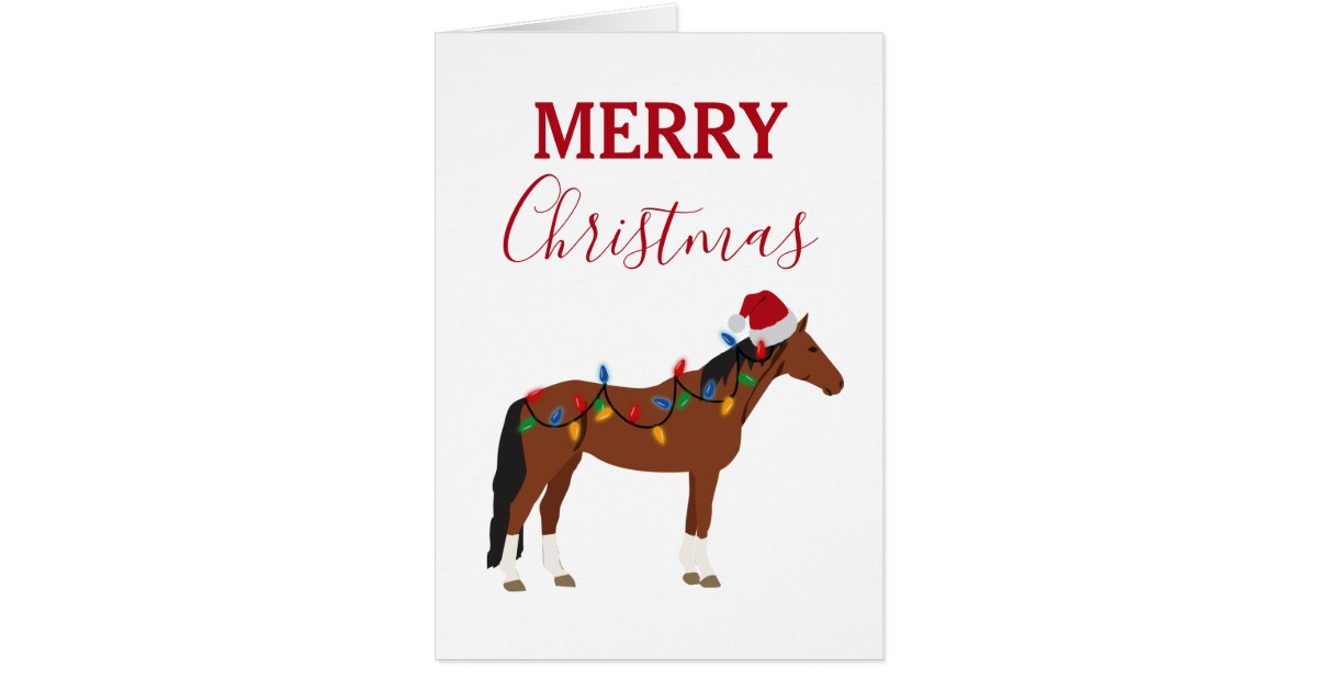 Christmas Horse Santa Hat Xmas Lights Xmas | Zazzle