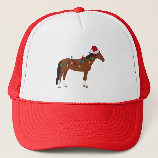 Christmas Horse Santa Hat Xmas Lights Xmas  (Front)