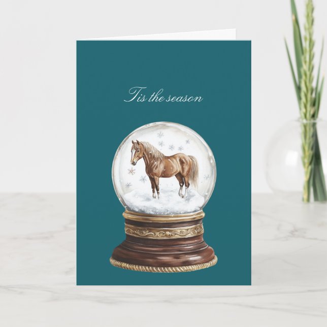 Christmas Horse Snowflakes Globe Card (Front)