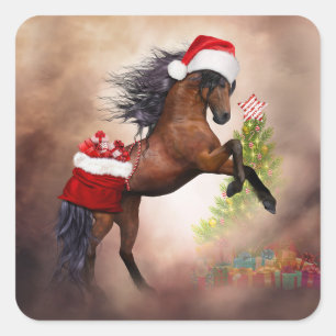 Christmas Horse Square Sticker
